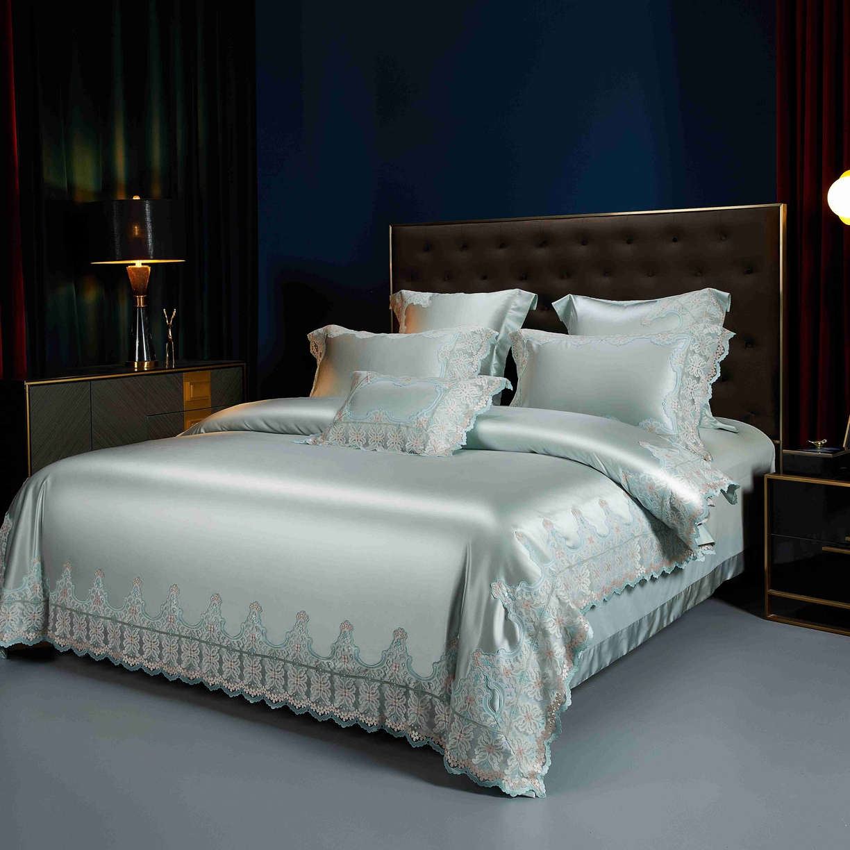 91家纺网 家纺一手货源 找家纺 缔缦 2025新款高端居家轻奢系列AB版真丝棉长绒棉梦幻兰馨 雅兰四件套