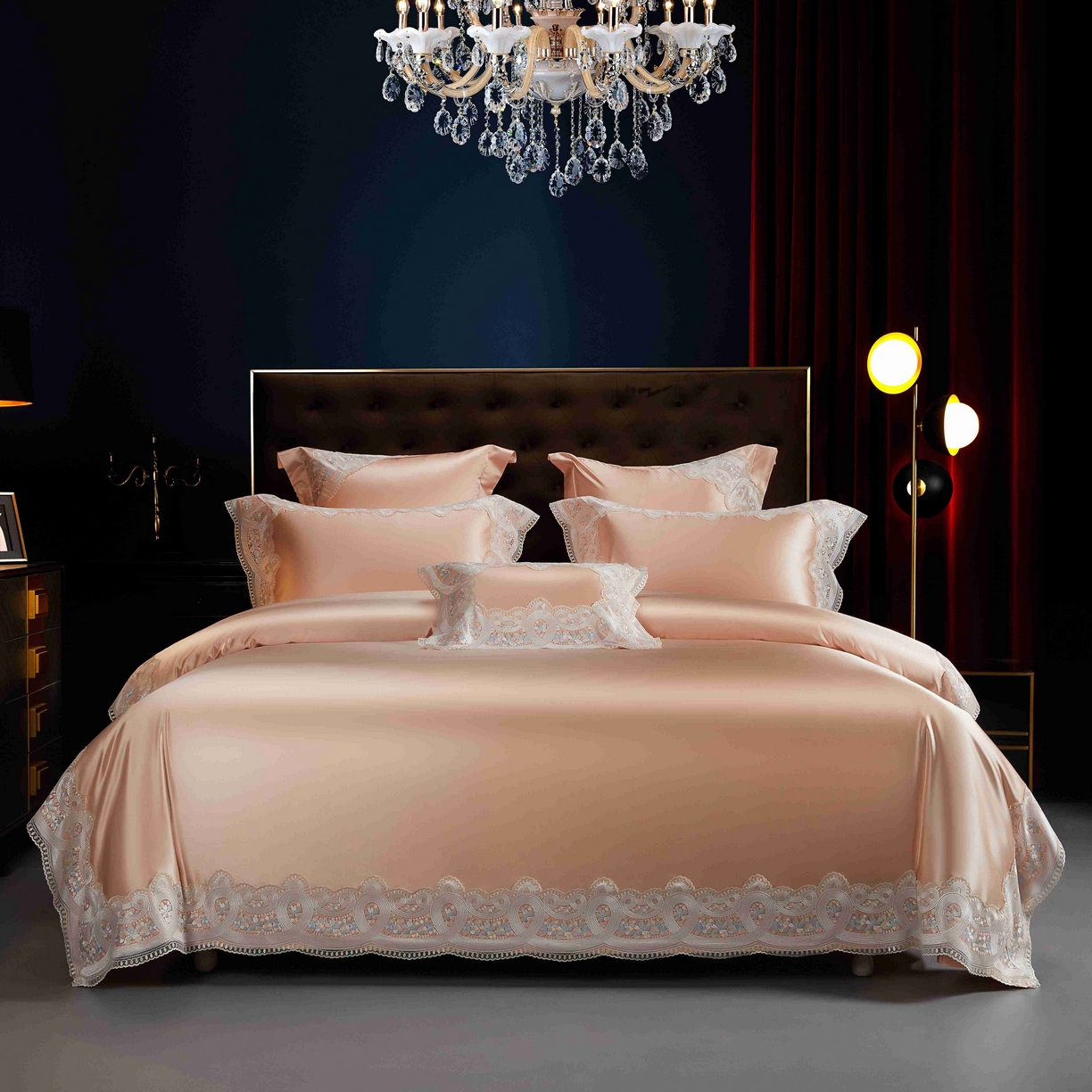 缔缦 2025新款高端居家轻奢系列AB版真丝棉长绒棉柔情馨语 玉四件套