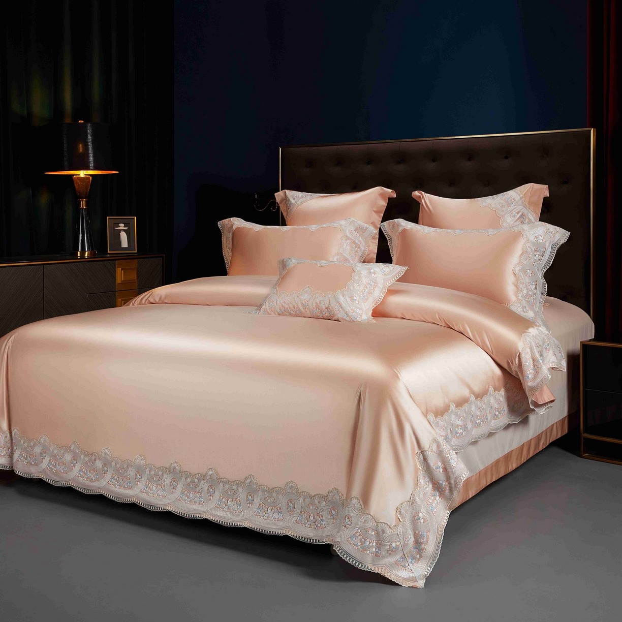 91家纺网 家纺一手货源 找家纺 缔缦 2025新款高端居家轻奢系列AB版真丝棉长绒棉柔情馨语 玉四件套