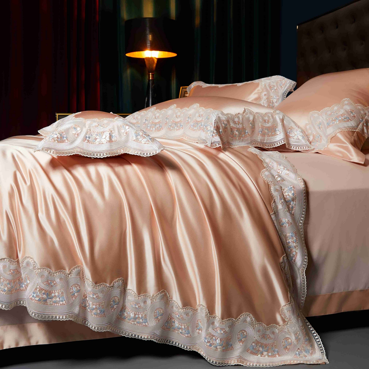 91家纺网 家纺一手货源 找家纺 缔缦 2025新款高端居家轻奢系列AB版真丝棉长绒棉柔情馨语 玉四件套