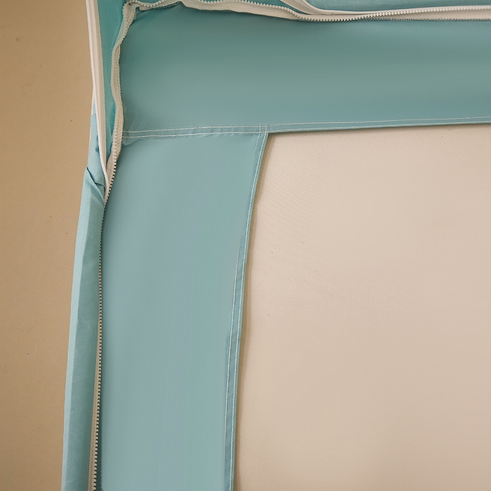 91家纺网 家纺一手货源 找家纺 星际优品 2025新款拉链式坐床防摔蚊帐-拼色款系列 浅绿奶油黄