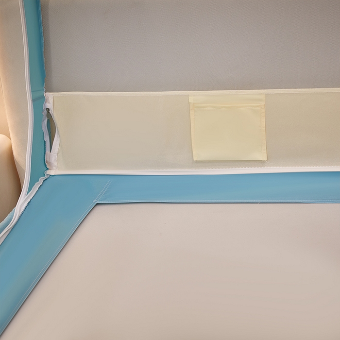 91家纺网 家纺一手货源 找家纺 星际优品 2025新款拉链式坐床防摔蚊帐-拼色款系列 浅绿奶油黄