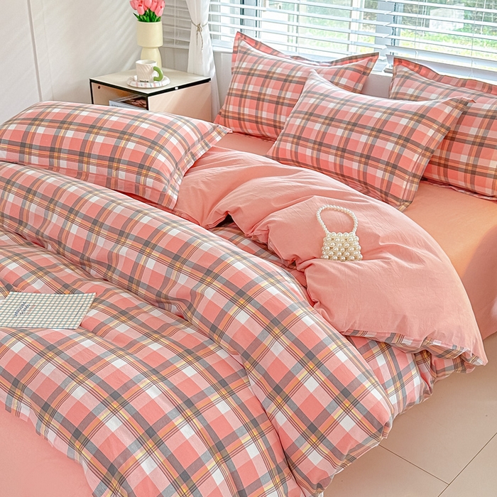 91家纺网 家纺一手货源 找家纺 （总）侯先生家纺 2025新款全棉色织四件套纯棉被套床单四季款格子三件套