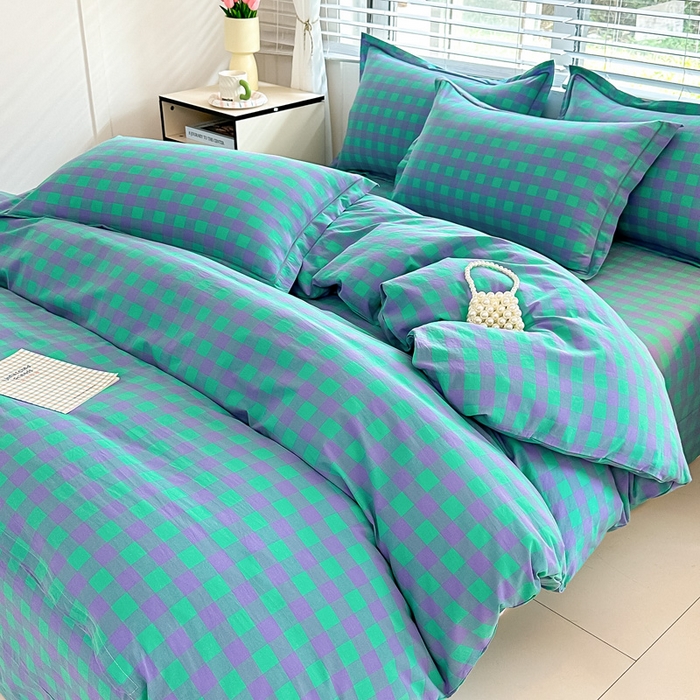 91家纺网 家纺一手货源 找家纺 侯先生家纺 2025新款全棉色织四件套纯棉被套床单四季款格子三件套 绿野仙踪小格