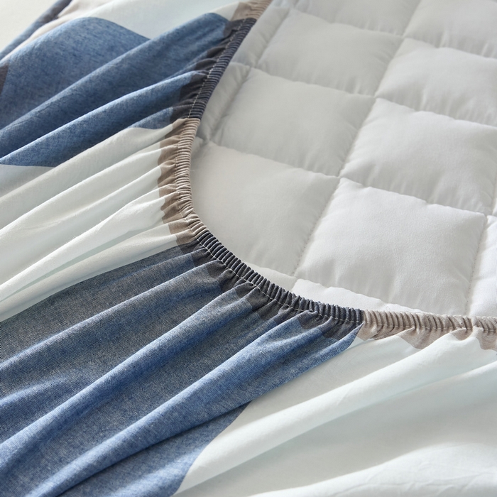 91家纺网 家纺一手货源 找家纺 锦丝钰床垫 2025春夏新款全棉色织水洗棉床笠 蓝大格