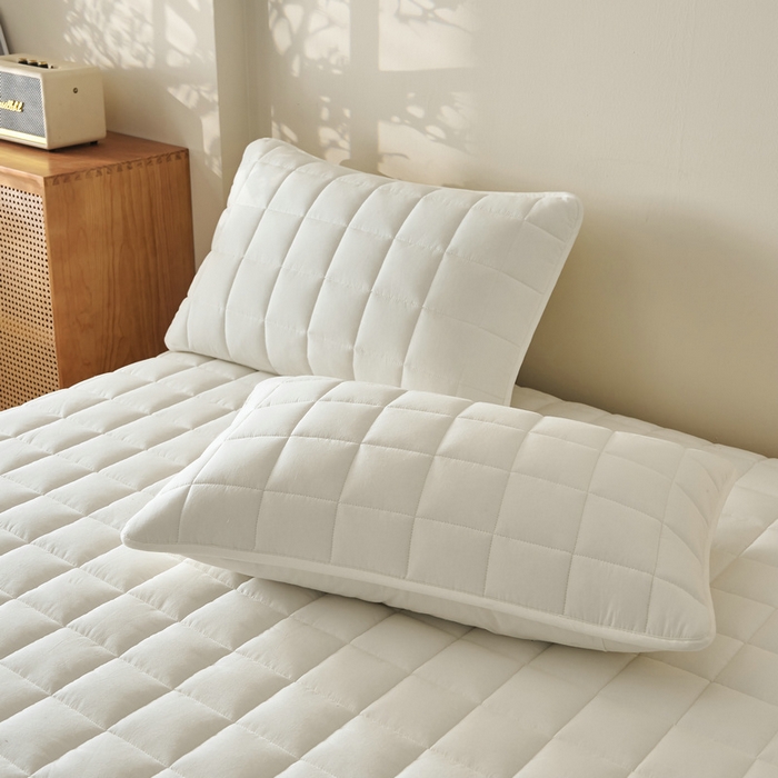 91家纺网 家纺一手货源 找家纺 锦丝钰床垫 2025春夏新款全棉色织水洗棉床笠 白色