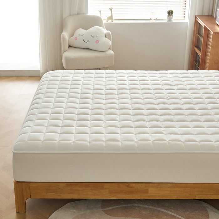 91家纺网 家纺一手货源 找家纺 锦丝钰床垫 2025春夏新款全棉色织水洗棉床笠 白色