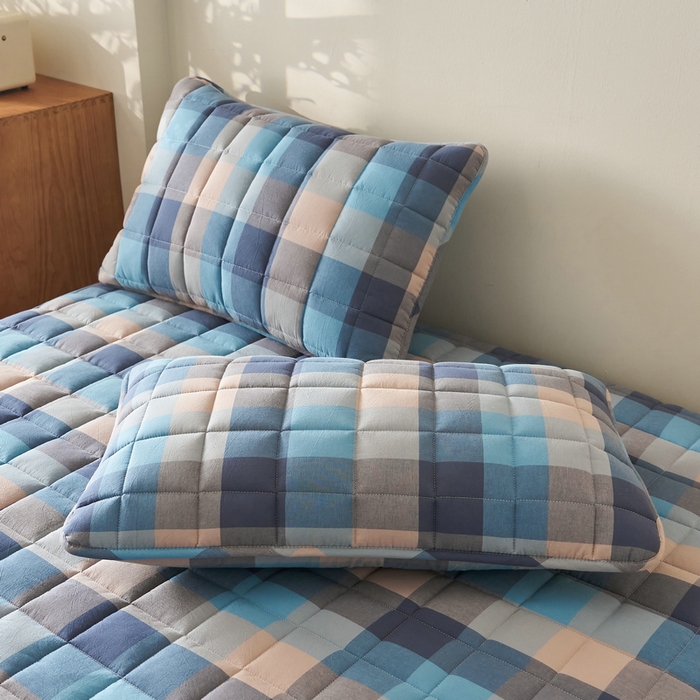 91家纺网 家纺一手货源 找家纺 锦丝钰床垫 2025春夏新款全棉色织水洗棉床笠 彩格