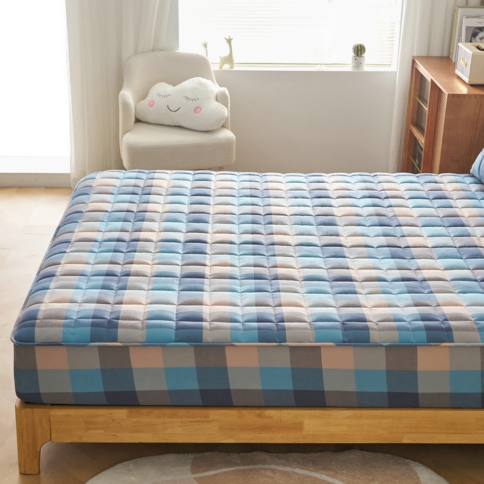 91家纺网 家纺一手货源 找家纺 锦丝钰床垫 2025春夏新款全棉色织水洗棉床笠 彩格