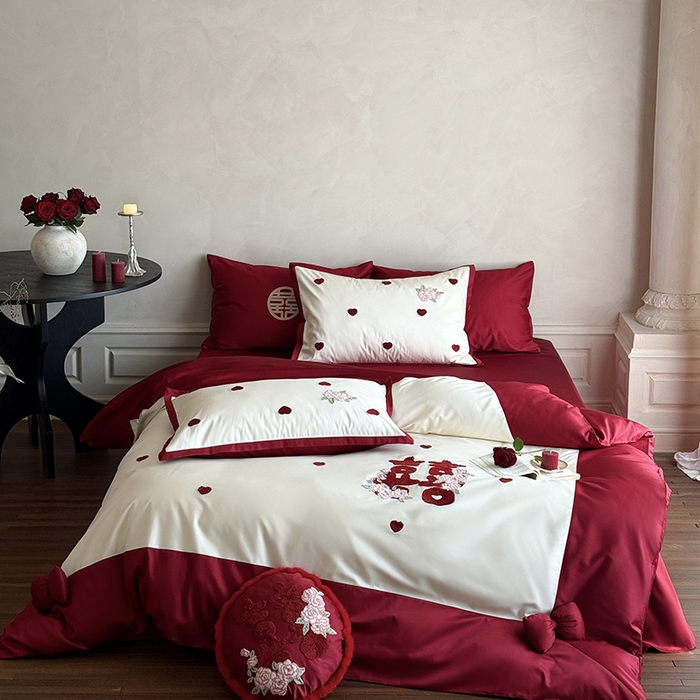 91家纺网 家纺一手货源 找家纺 （总）嗨购家纺 2025新款50S长绒棉四件套-玫瑰与你