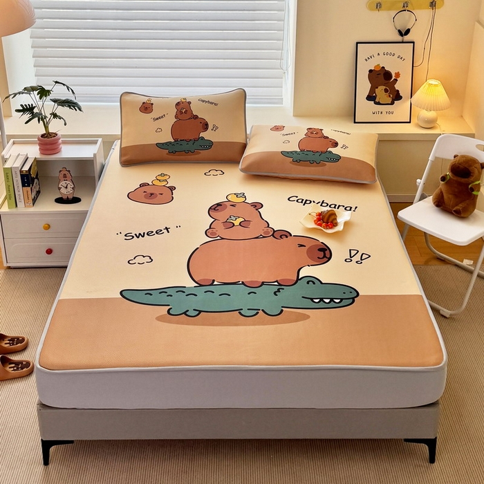 91家纺网 家纺一手货源 找家纺 （总）蘭菲家纺 2025新款凉感丝卡皮巴拉凉席