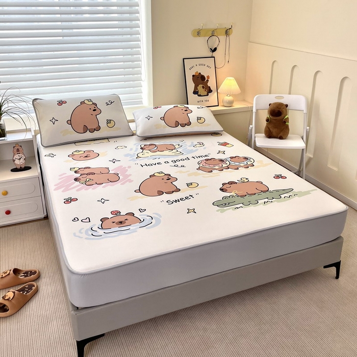 91家纺网 家纺一手货源 找家纺 蘭菲家纺 2025新款凉感丝卡皮巴拉凉席 豚世界