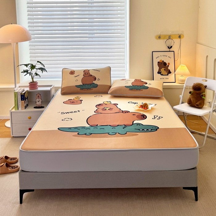 91家纺网 家纺一手货源 找家纺 蘭菲家纺 2025新款凉感丝卡皮巴拉凉席 征服拉