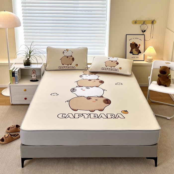 91家纺网 家纺一手货源 找家纺 蘭菲家纺 2025新款凉感丝卡皮巴拉凉席 沉浸式