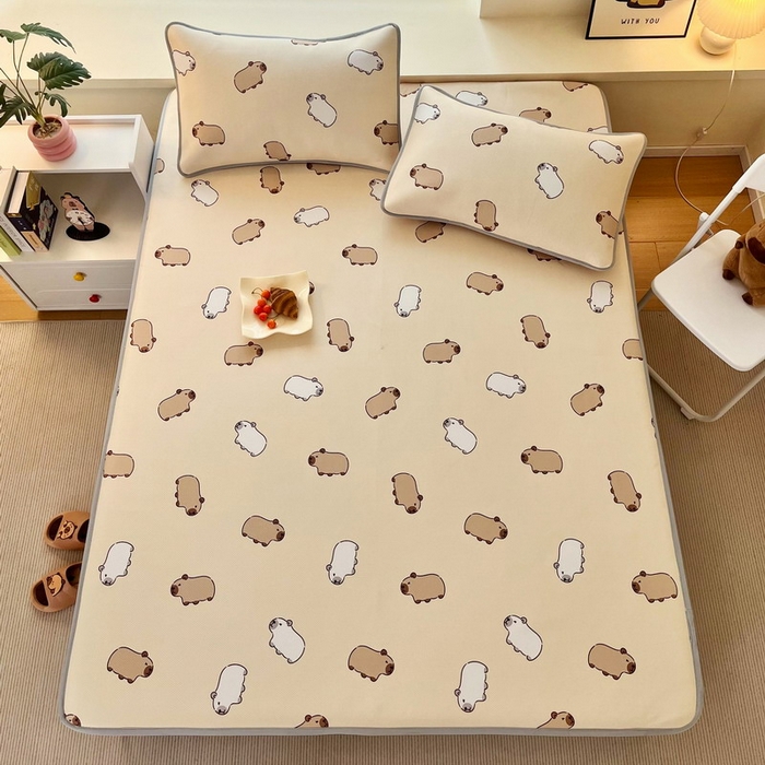 91家纺网 家纺一手货源 找家纺 蘭菲家纺 2025新款凉感丝卡皮巴拉凉席 小奶豚