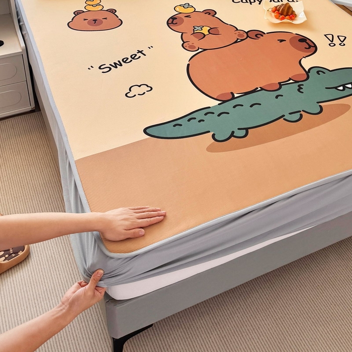 91家纺网 家纺一手货源 找家纺 蘭菲家纺 2025新款凉感丝卡皮巴拉凉席 征服拉