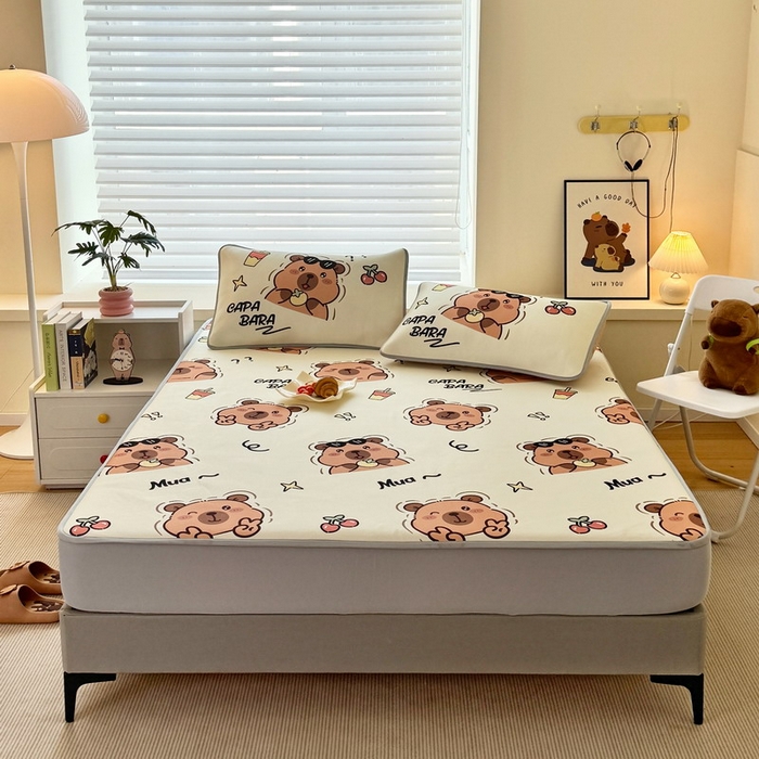 91家纺网 家纺一手货源 找家纺 蘭菲家纺 2025新款凉感丝卡皮巴拉凉席 拉不动