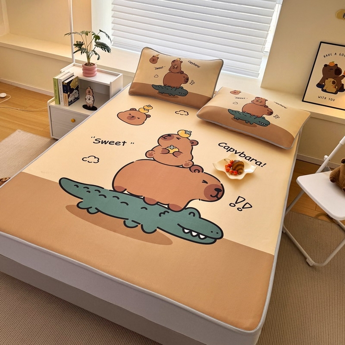 91家纺网 家纺一手货源 找家纺 蘭菲家纺 2025新款凉感丝卡皮巴拉凉席 征服拉