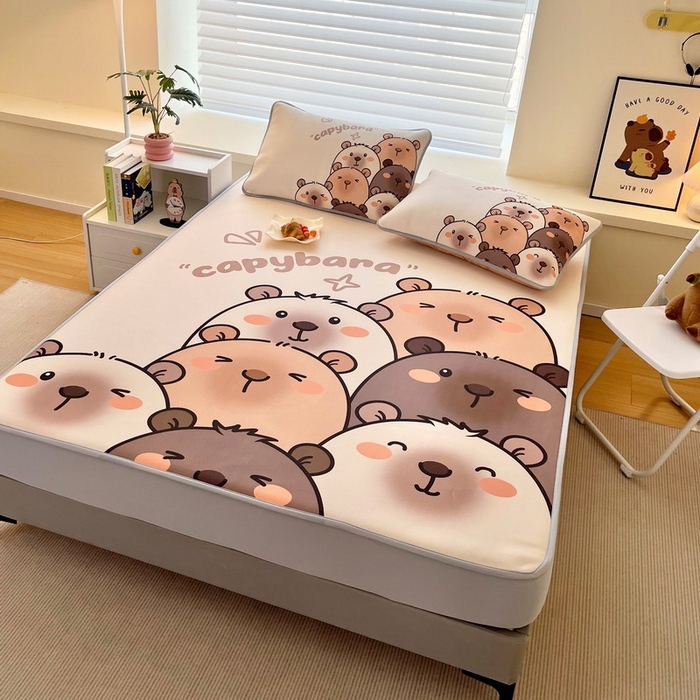 91家纺网 家纺一手货源 找家纺 蘭菲家纺 2025新款凉感丝卡皮巴拉凉席 豚一家