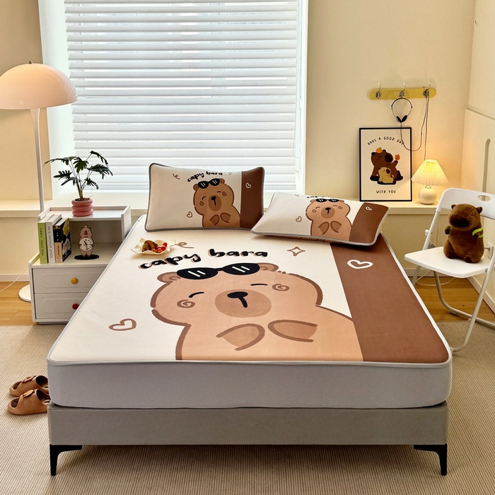 91家纺网 家纺一手货源 找家纺 蘭菲家纺 2025新款凉感丝卡皮巴拉凉席 皮小蛋