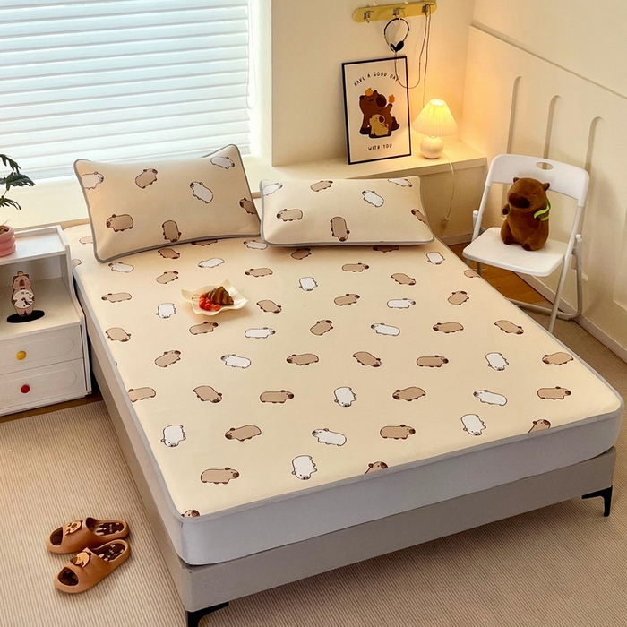 91家纺网 家纺一手货源 找家纺 蘭菲家纺 2025新款凉感丝卡皮巴拉凉席 小奶豚