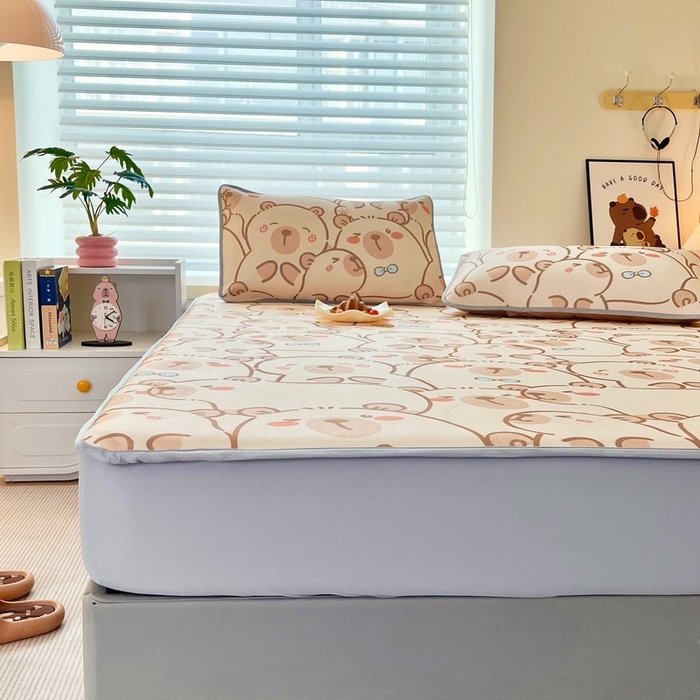 91家纺网 家纺一手货源 找家纺 蘭菲家纺 2025新款凉感丝卡皮巴拉凉席 小卡