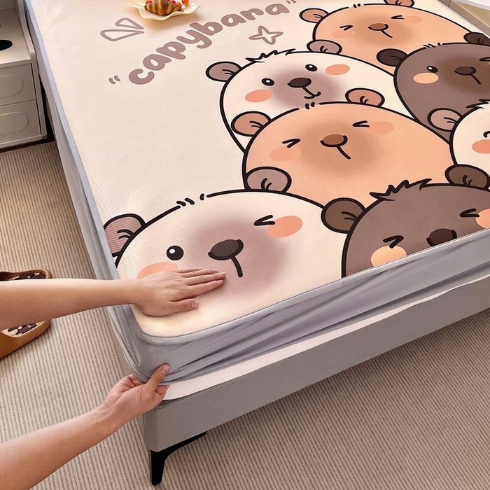 91家纺网 家纺一手货源 找家纺 蘭菲家纺 2025新款凉感丝卡皮巴拉凉席 豚一家