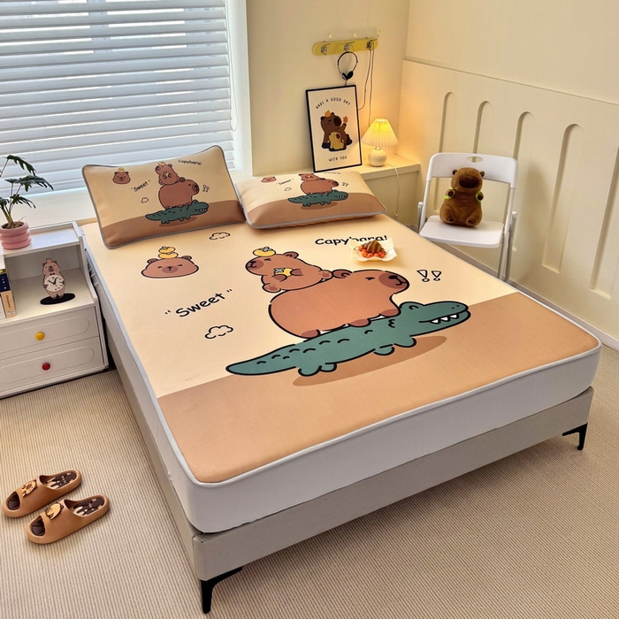 91家纺网 家纺一手货源 找家纺 蘭菲家纺 2025新款凉感丝卡皮巴拉凉席 征服拉