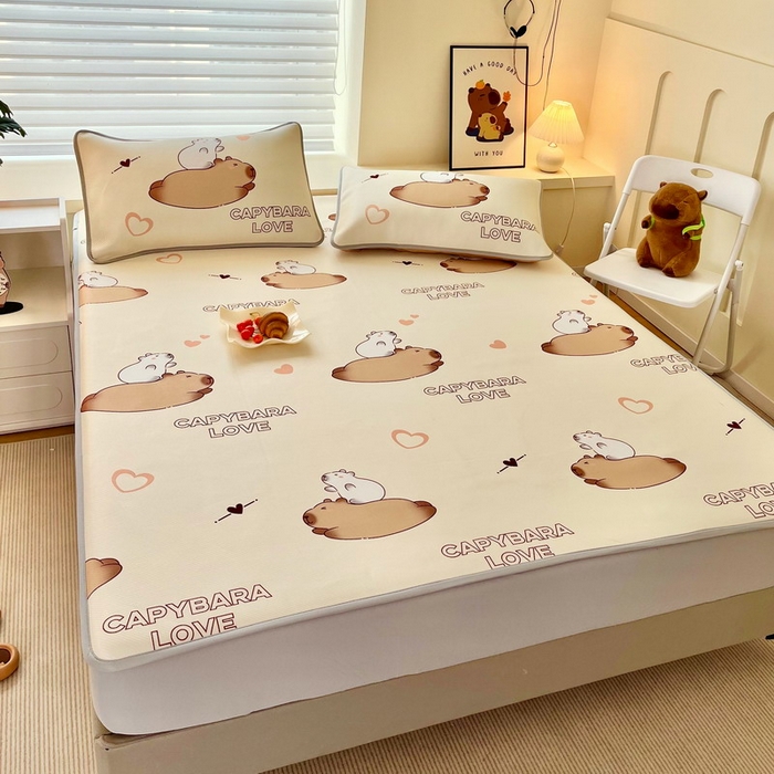 91家纺网 家纺一手货源 找家纺 蘭菲家纺 2025新款凉感丝卡皮巴拉凉席 陪伴拉