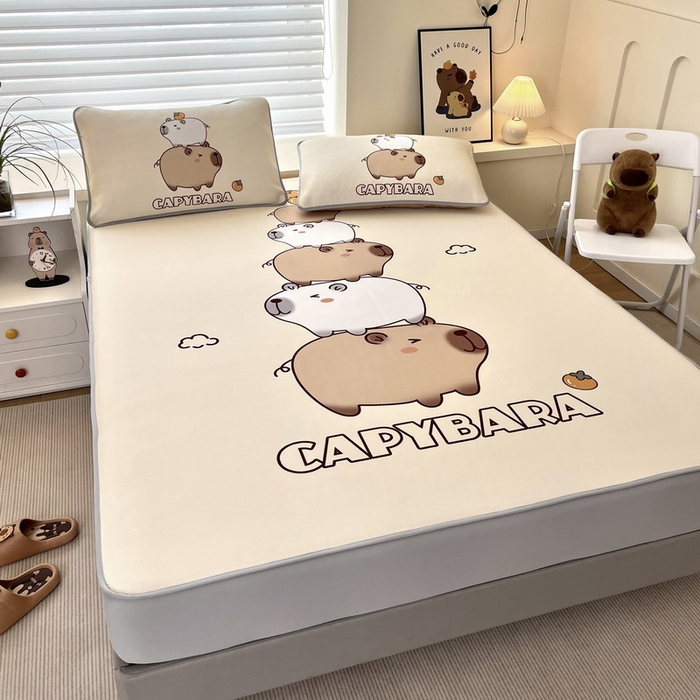 91家纺网 家纺一手货源 找家纺 蘭菲家纺 2025新款凉感丝卡皮巴拉凉席 沉浸式