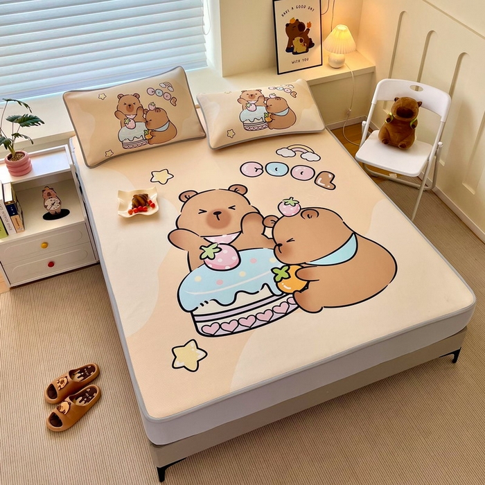 91家纺网 家纺一手货源 找家纺 蘭菲家纺 2025新款凉感丝卡皮巴拉凉席 爱皮卡