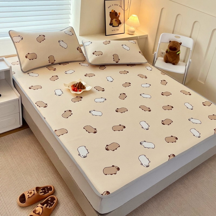 91家纺网 家纺一手货源 找家纺 蘭菲家纺 2025新款凉感丝卡皮巴拉凉席 小奶豚