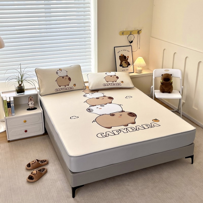 91家纺网 家纺一手货源 找家纺 蘭菲家纺 2025新款凉感丝卡皮巴拉凉席 沉浸式