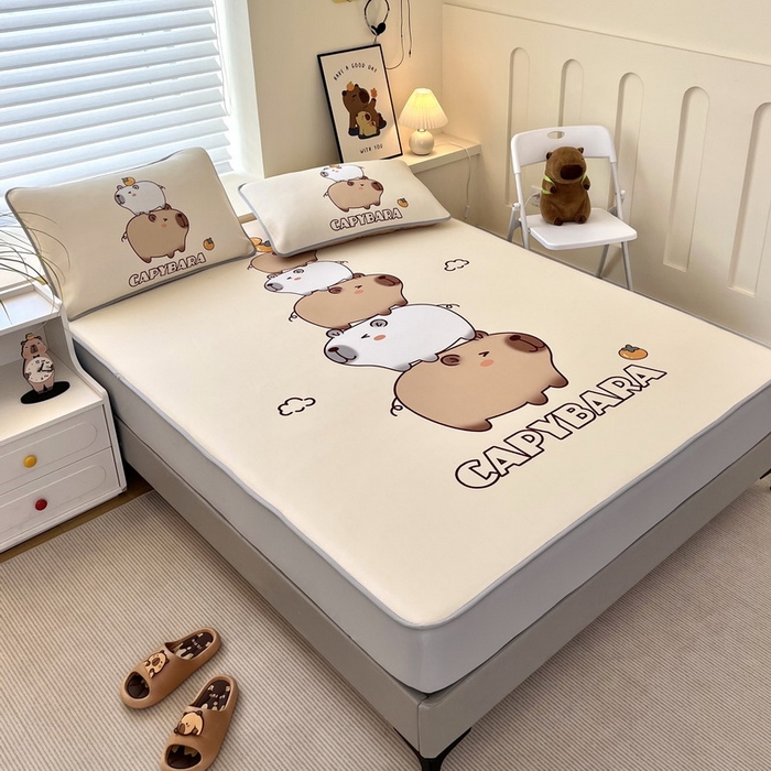 91家纺网 家纺一手货源 找家纺 蘭菲家纺 2025新款凉感丝卡皮巴拉凉席 沉浸式