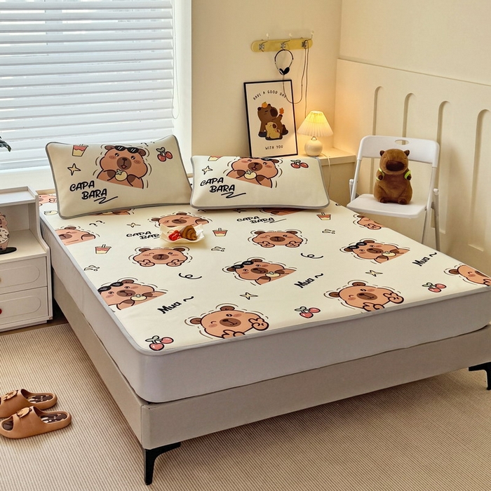 91家纺网 家纺一手货源 找家纺 蘭菲家纺 2025新款凉感丝卡皮巴拉凉席 拉不动