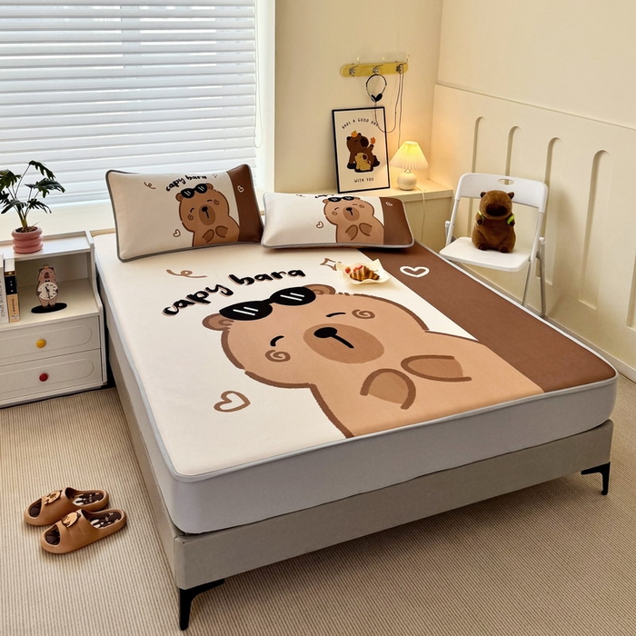 91家纺网 家纺一手货源 找家纺 蘭菲家纺 2025新款凉感丝卡皮巴拉凉席 皮小蛋