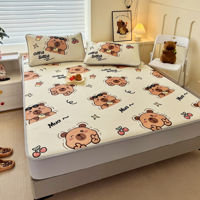 91家纺网 家纺一手货源 找家纺 蘭菲家纺 2025新款凉感丝卡皮巴拉凉席 拉不动