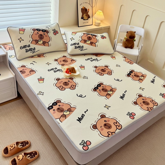 91家纺网 家纺一手货源 找家纺 蘭菲家纺 2025新款凉感丝卡皮巴拉凉席 拉不动