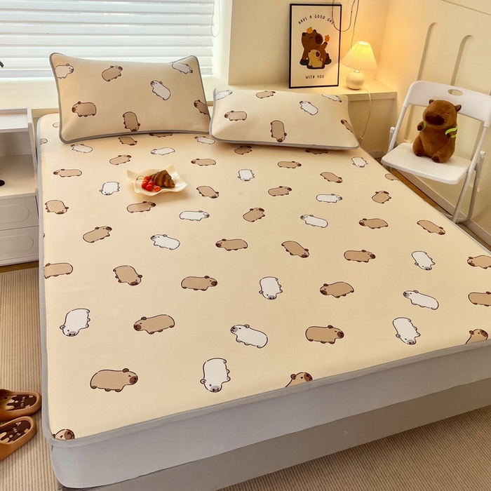 91家纺网 家纺一手货源 找家纺 蘭菲家纺 2025新款凉感丝卡皮巴拉凉席 小奶豚