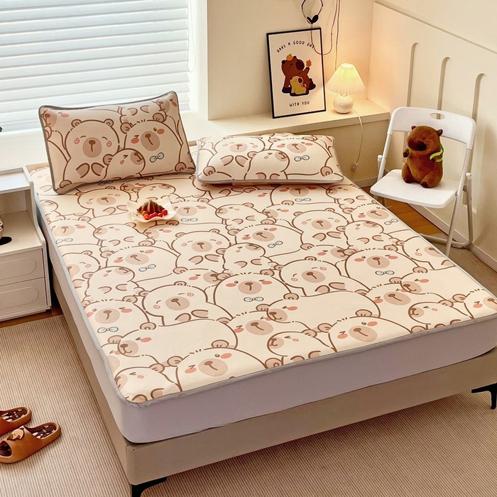 91家纺网 家纺一手货源 找家纺 蘭菲家纺 2025新款凉感丝卡皮巴拉凉席 小卡