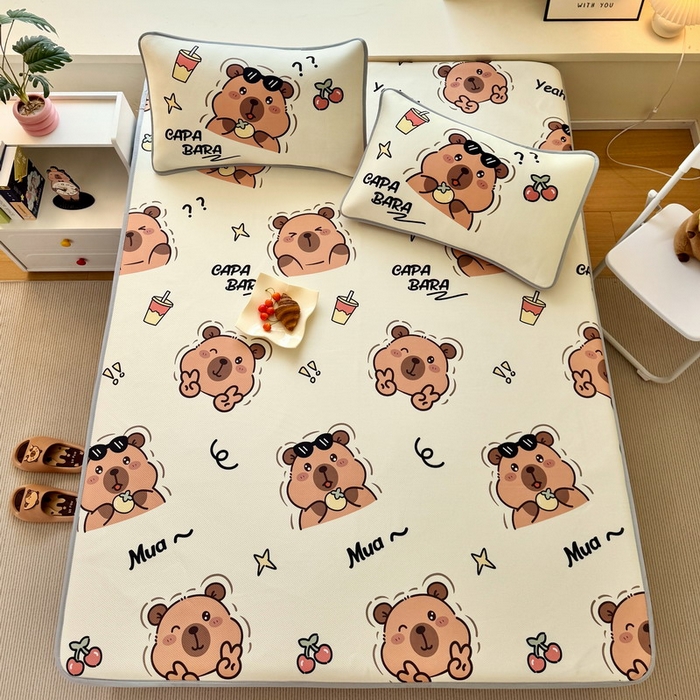 91家纺网 家纺一手货源 找家纺 蘭菲家纺 2025新款凉感丝卡皮巴拉凉席 拉不动