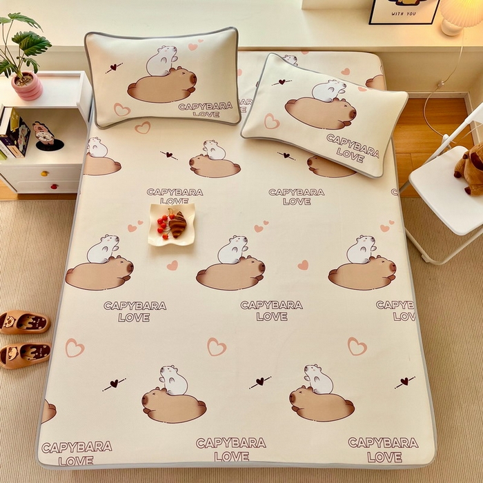 91家纺网 家纺一手货源 找家纺 蘭菲家纺 2025新款凉感丝卡皮巴拉凉席 陪伴拉