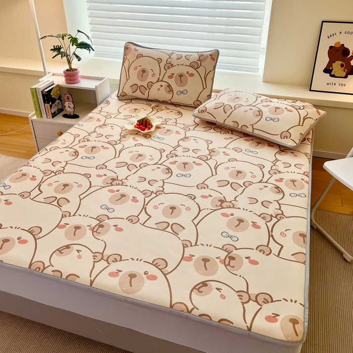 91家纺网 家纺一手货源 找家纺 蘭菲家纺 2025新款凉感丝卡皮巴拉凉席 小卡