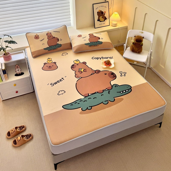 91家纺网 家纺一手货源 找家纺 蘭菲家纺 2025新款凉感丝卡皮巴拉凉席 征服拉