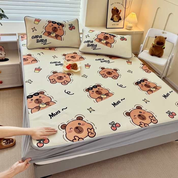 91家纺网 家纺一手货源 找家纺 蘭菲家纺 2025新款凉感丝卡皮巴拉凉席 拉不动