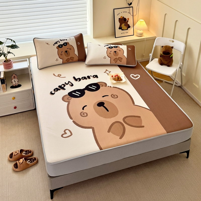 91家纺网 家纺一手货源 找家纺 蘭菲家纺 2025新款凉感丝卡皮巴拉凉席 皮小蛋