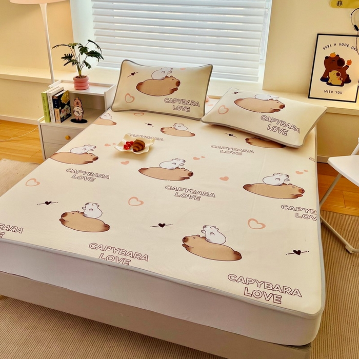 91家纺网 家纺一手货源 找家纺 蘭菲家纺 2025新款凉感丝卡皮巴拉凉席 陪伴拉