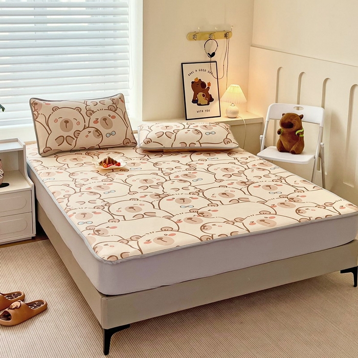 91家纺网 家纺一手货源 找家纺 蘭菲家纺 2025新款凉感丝卡皮巴拉凉席 小卡