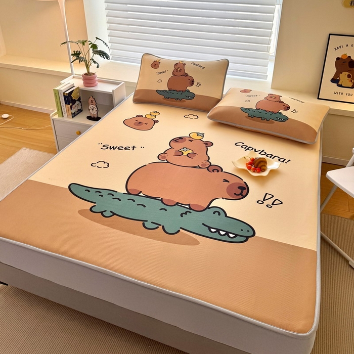 91家纺网 家纺一手货源 找家纺 蘭菲家纺 2025新款凉感丝卡皮巴拉凉席 征服拉