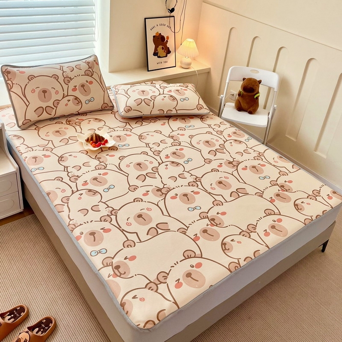 91家纺网 家纺一手货源 找家纺 蘭菲家纺 2025新款凉感丝卡皮巴拉凉席 小卡